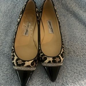 Jimmy Choo pointy toe ballet flat size 38 7 animal print
